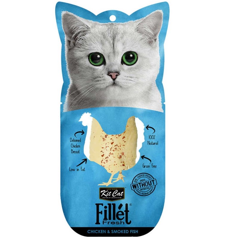 KIT CAT Fillet Fresh Tavuk &amp; Balık Füme Fileto Kedi Ödül 30 GR