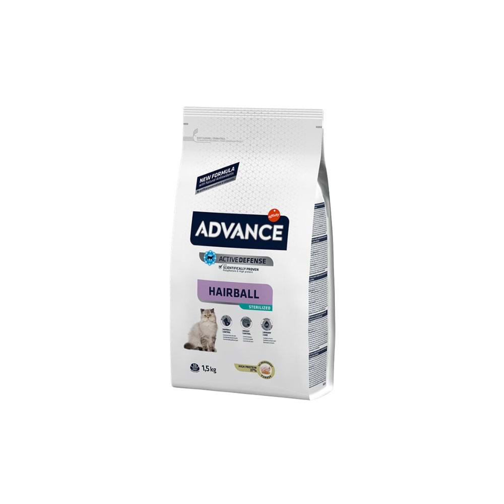 ADVANCE Hindili Tüy Yumağı Önleyici Kısırlaştırılmış Kedi Maması 1,5 Kg