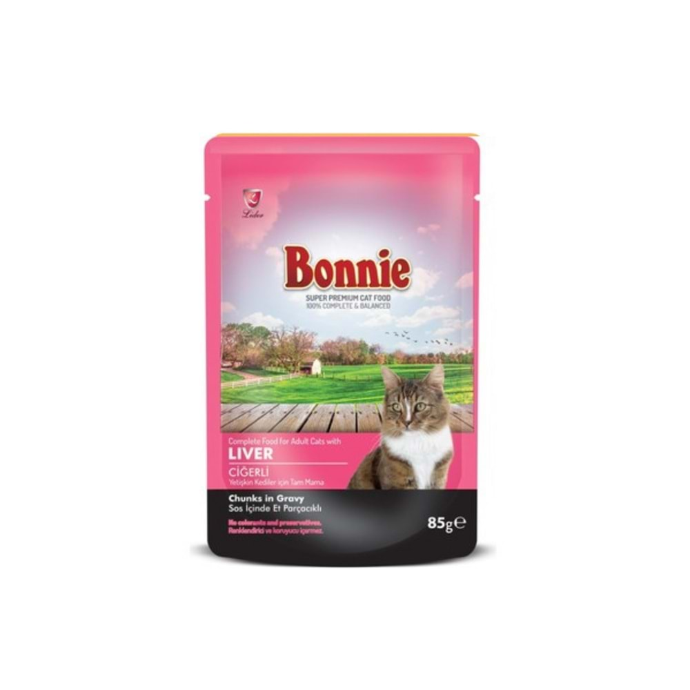 BONNIE Pouch Kuzu Etli Ciğerli Kedi Maması 85gr