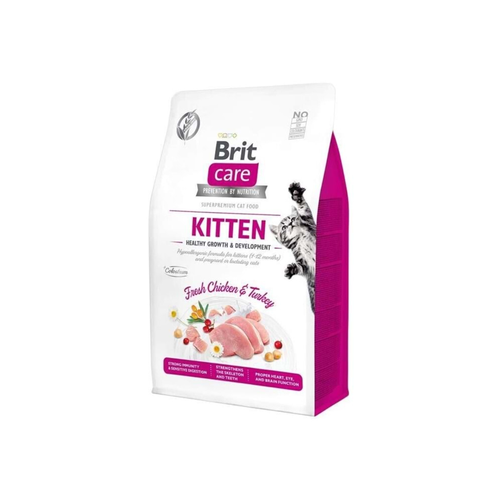 BRIT CARE Cat G-F Kitten Healthy GROWTH Tavuk 7 Kg