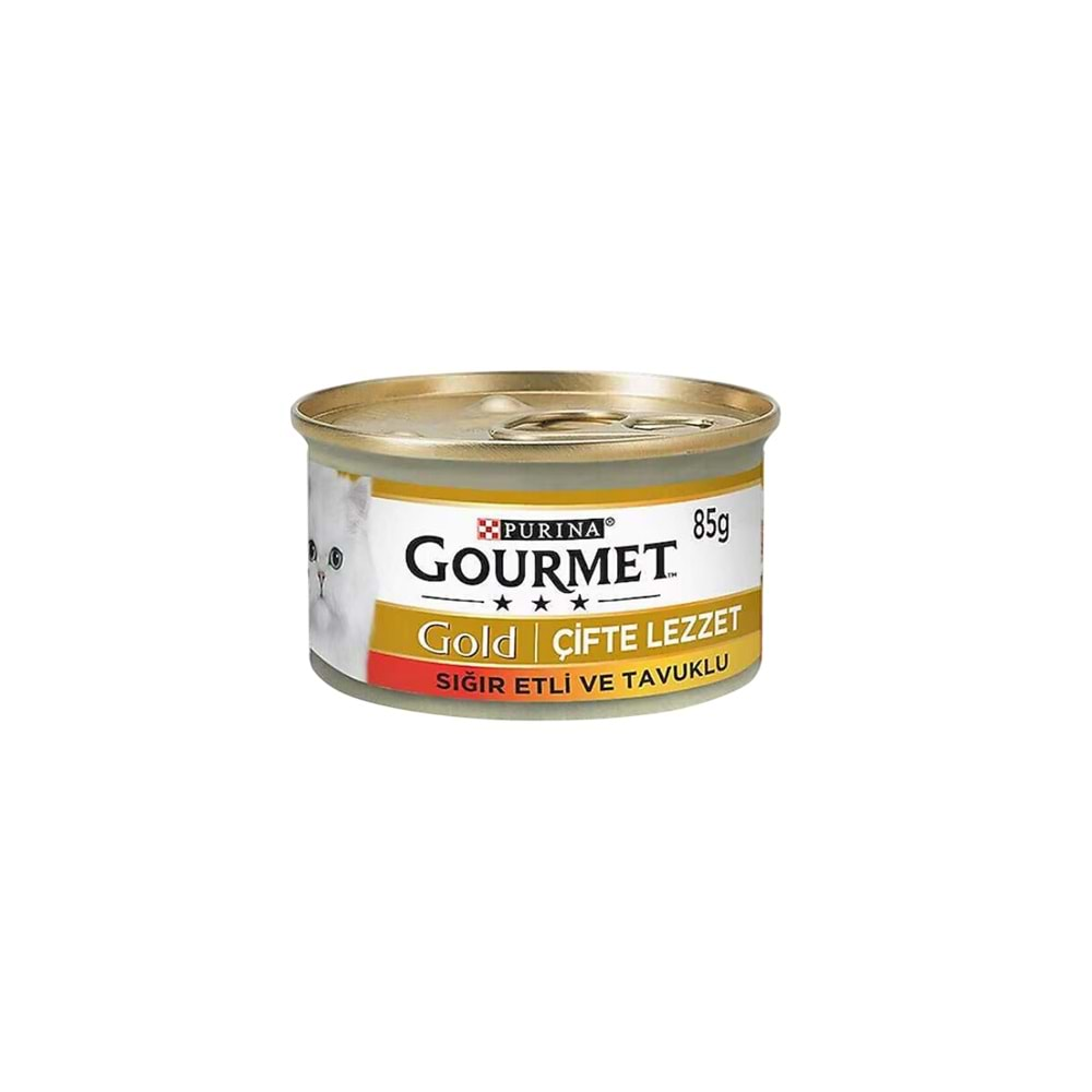 GOURMET Gold Parça Sığır Etli ve Tavuklu Yetişkin Kedi Konservesi 85gr