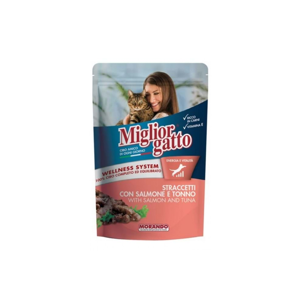 Miglior Gatto Pouch Somon ve Ton Balıklı Yetişkin Kedi Yaş Maması 100gr