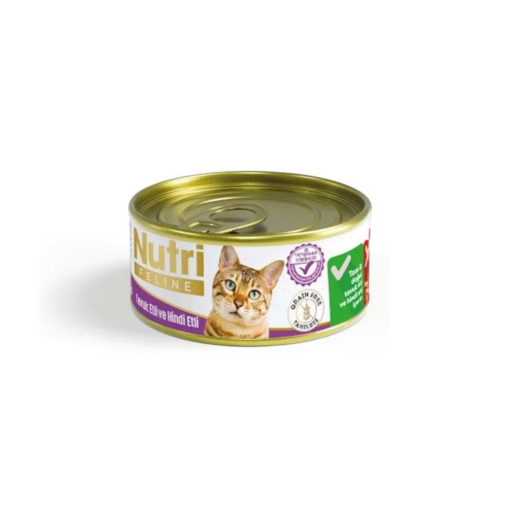 NUTRI FELINE Tavuk Etli ve Hindi Etli Yetişkin Kedi Konservesi 85gr