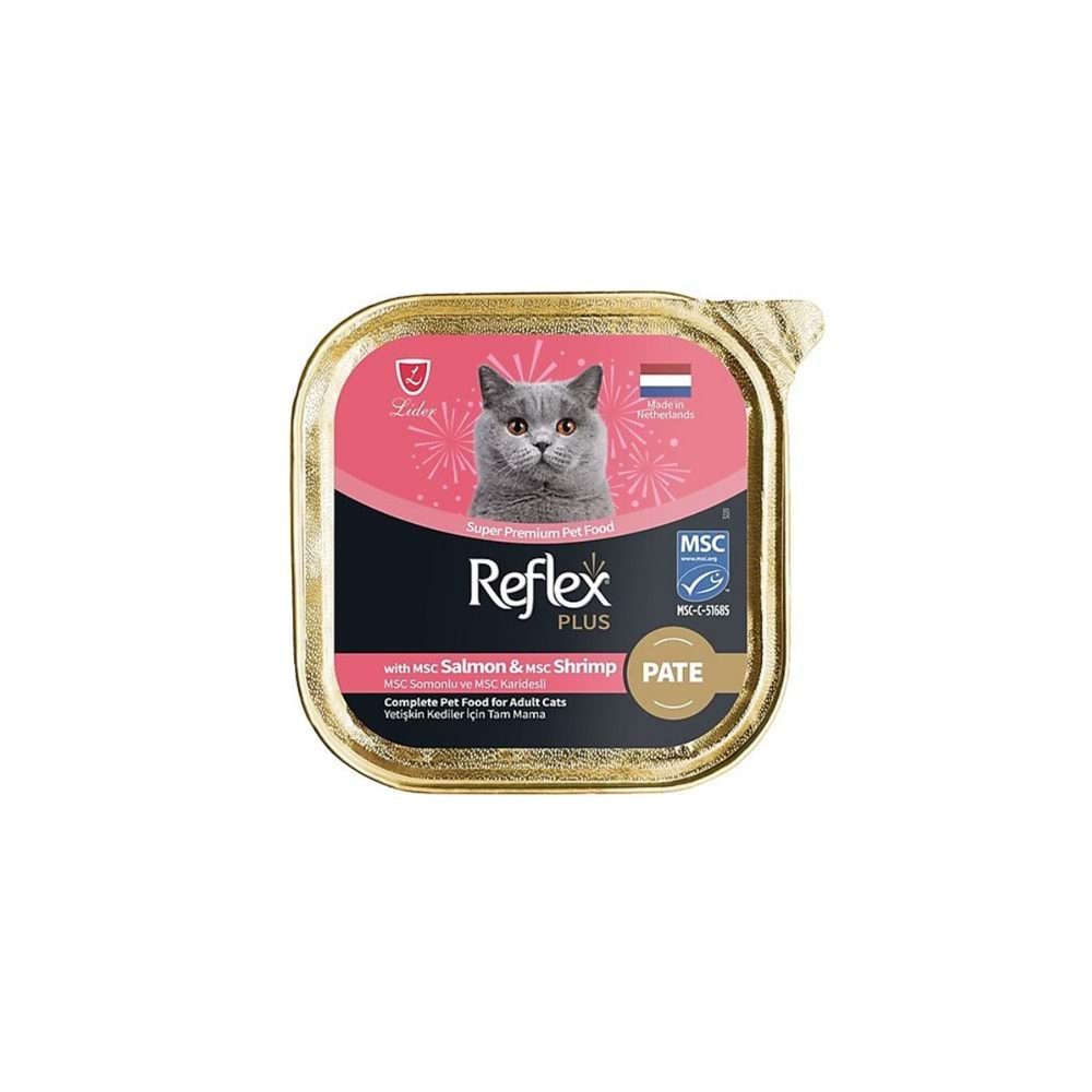 REFLEX Plus Kıyılmış Somon Ve Karidesli Yetişkin Kedi Konservesi 85Gr