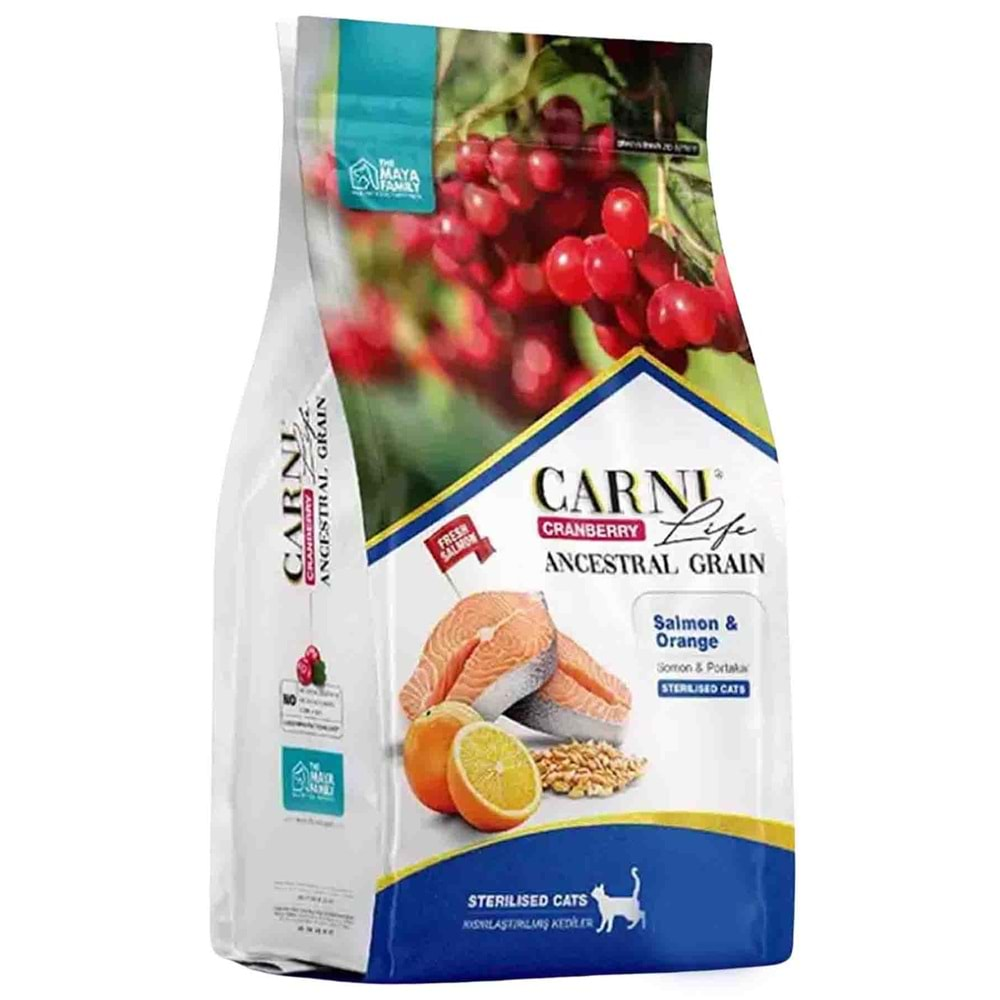 CARNI LIFE Cranberry Ancestral Grain Somon & Portakal Kısırlaştırılmış Kedi Maması 10+2 Kg