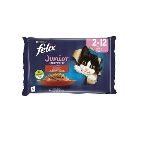 FELIX Multipack Sığır ve Tavuk Etli Yavru Kedi Yaş Maması 4x85gr