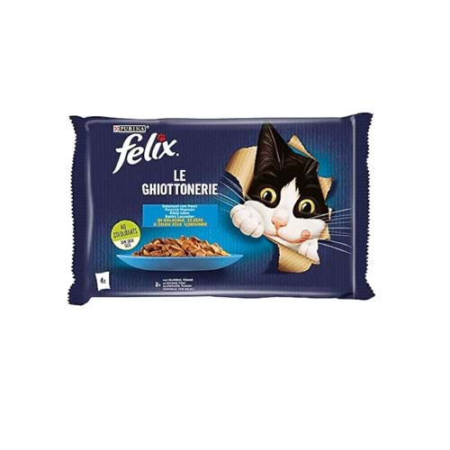 FELIX Multipack Somonlu ve Ton Balıklı Yetişkin Kedi Yaş Maması 4x85gr