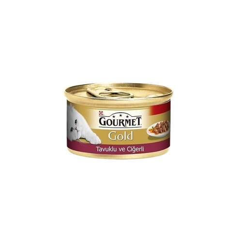 GOURMET Gold Soslu Parça Etli Tavuklu Ciğerli Yetişkin Kedi Konservesi 85gr