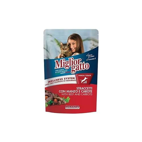 Miglior Gatto Pouch Biftek Etli ve Havuçlu Yetişkin Kedi Yaş Maması 100gr