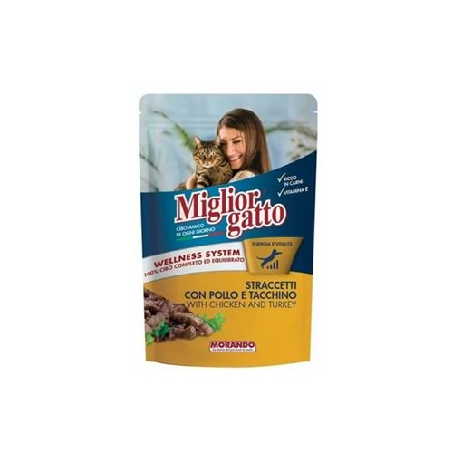 Miglior Gatto Pouch Tavuk ve Hindi Etli Yetişkin Kedi Yaş Maması 100gr