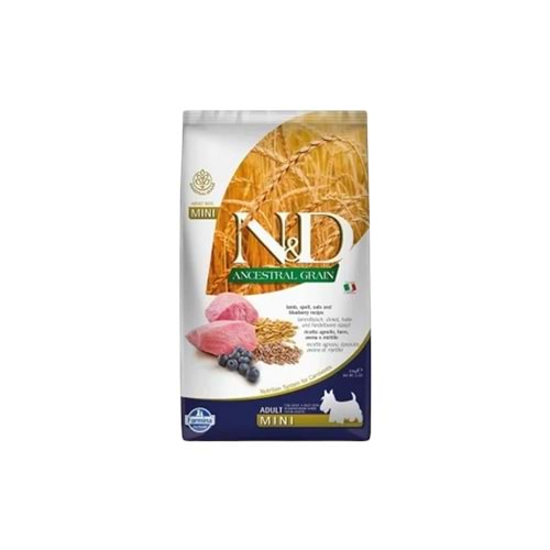 N&D Ancestral Grain Kuzu Etli ve Yaban Mersinli Küçük Irk Ata Tahıllı Yetişkin Köpek Maması 2,5 Kg