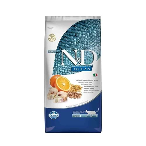 N&D Ancestral Grain Morina Balıklı ve PortakAllı Ata Tahıllı Yetişkin Kedi Maması 10 Kg