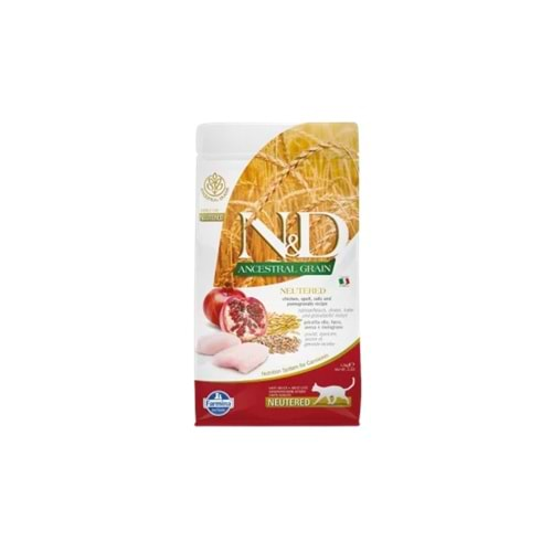 N&D Ancestral Grain Tavuklu ve Narlı Ata Tahıllı Kısırlaştırılmış Kedi Maması 1,5 Kg