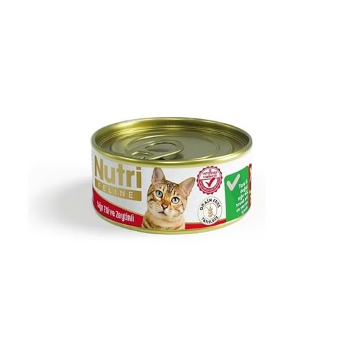 NUTRI FELINE Tahılsız Sığır Etli ve Zeytinli Yetişkin Kedi Konservesi 85gr