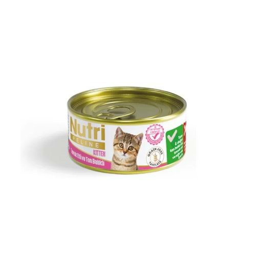 NUTRI FELINE Tahılsız Tavuk Etli ve Ton Balıklı Yavru Kedi Konservesi 85gr