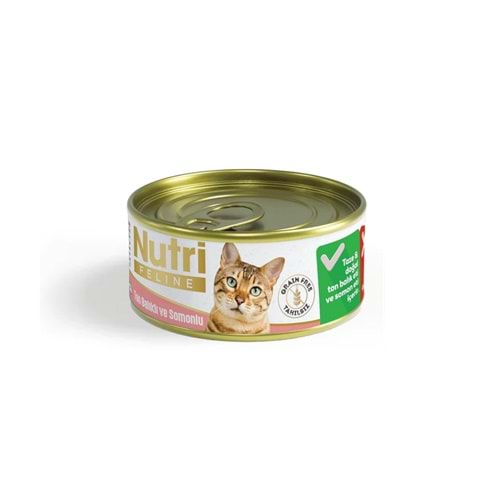 NUTRI FELINE Tahılsız Ton Balıklı ve Somonlu Yetişkin Kedi Konservesi 85gr