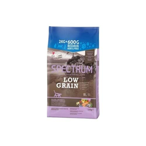 SPECTRUM Low Grain Somonlu Hamsili Kızılcıklı Kısırlaştırılmış Kedi Maması 2,6 Kg