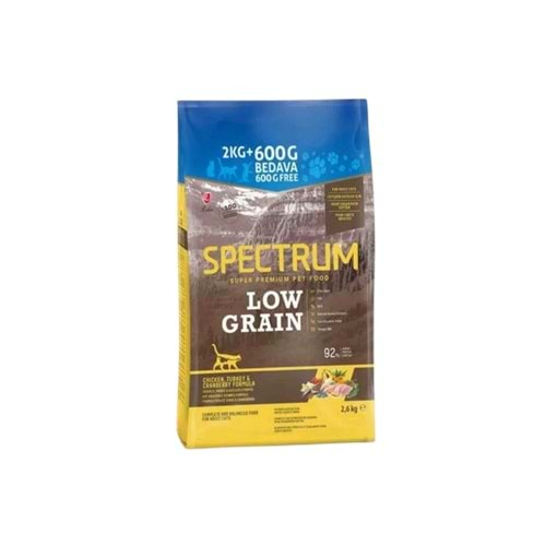 SPECTRUM Low Grain Tavuklu Hindili Kızılcıklı Yetişkin Kedi maması 2,6 Kg