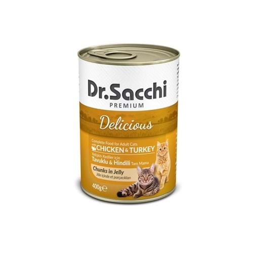 DR.SACCHI KONSERVE KEDİ TAVUK HİNDİ 400 Gr