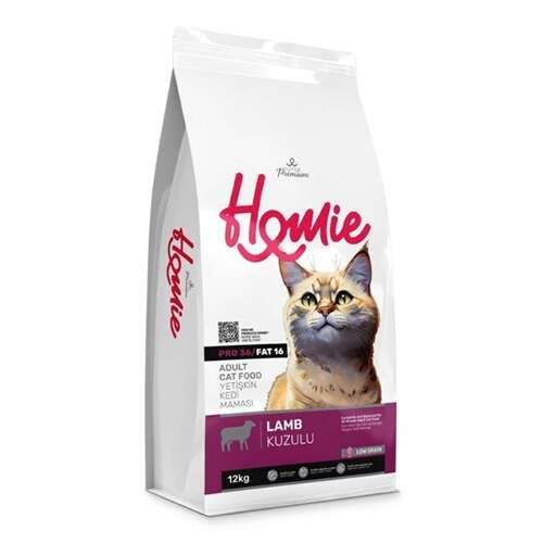 HOMIE PRO36/FAT16 Super Premium Düşük Tahıllı Kuzulu Yetişkin Kedi Maması 12 Kg