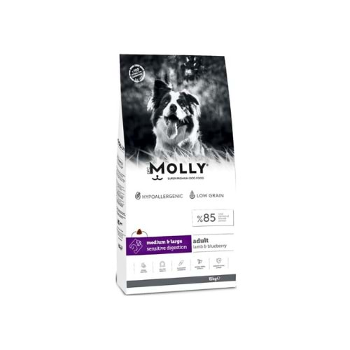 MOLLY Kuzulu ve Yabanmersinli Medium Large Orta ve Büyük Irk Yetişkin Köpek Maması 15 Kg